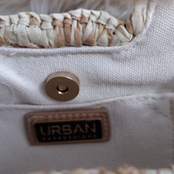Urban Expressions Straw Woven Mini Top Handle Bag Natural Raffia Boho Summer Pur - Picture 7 of 9